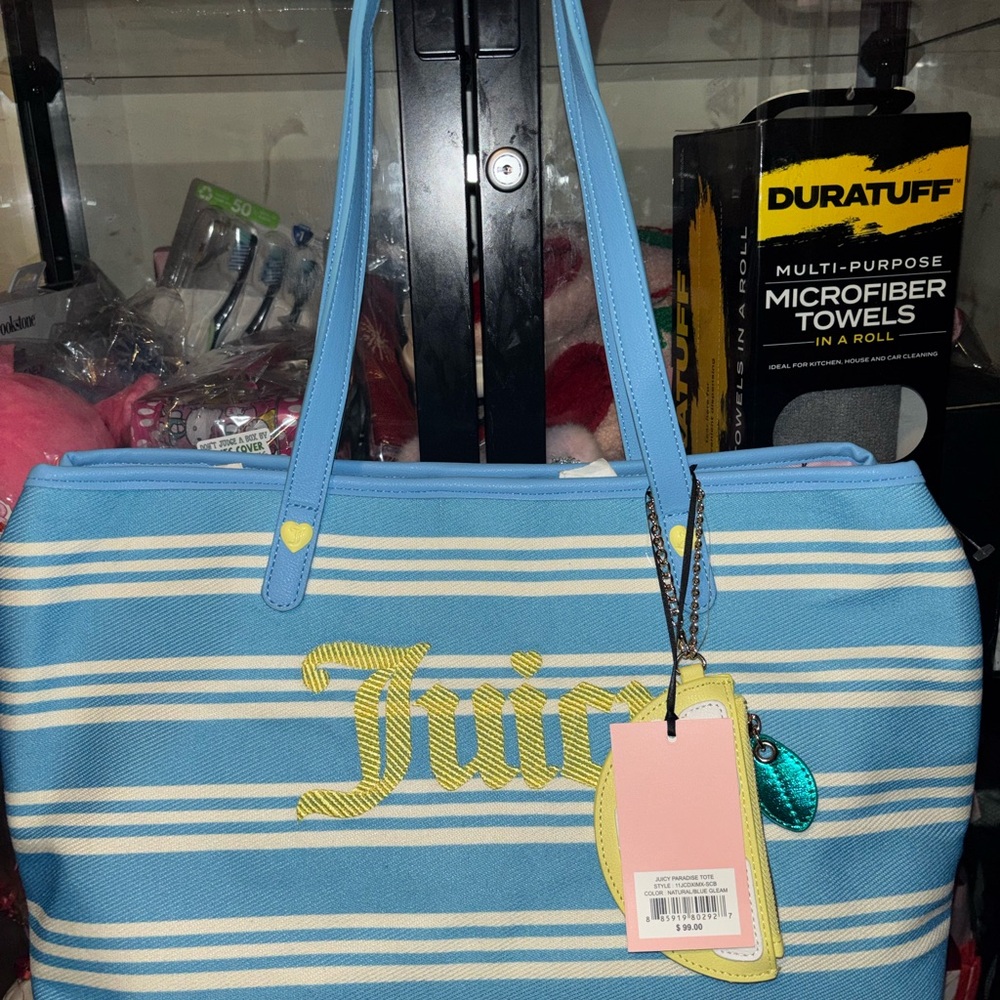 Juicy Couture Blue Striped Tote Bag